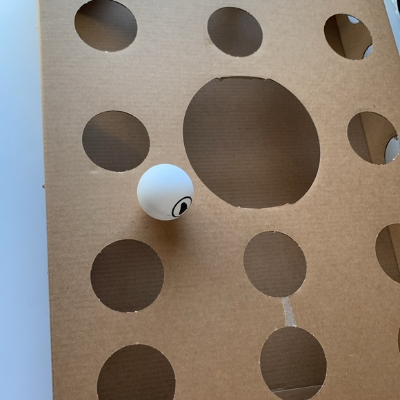 Modcat Cardboard Toy 13x17x3 Holes Ball Scratch Chase Catch Fun Kitten Cat Play - Picture 6 of 8